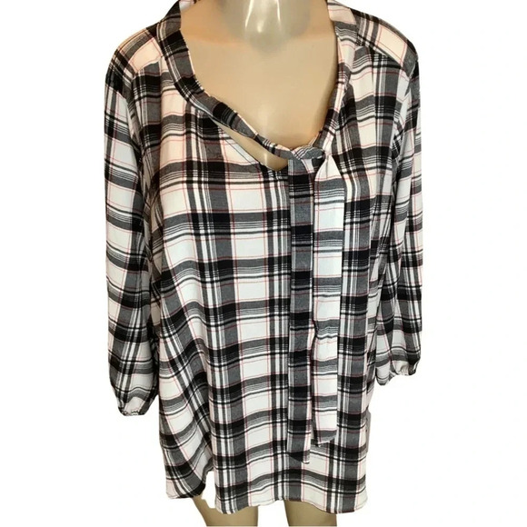 Tempted Hearts Plaid 3/4 Sleeve With Elastic Size 3X New With Tags - Picture 8 of 8